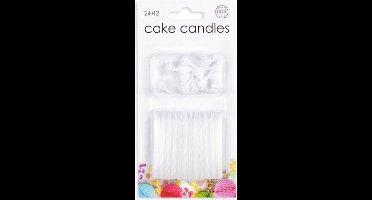Witte taartkaarsjes | 24 stuks - 12 houders