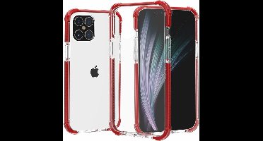 Geschikt voor iPhone 12 / iPhone 12 Pro bumper case hoesje TPU + acryl - transparant rood