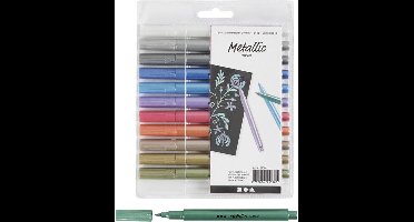 Metallic marker, lijndikte 2-4 mm, metallic kleuren, 12stuk/ 1 doos