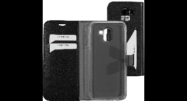 Mobiparts hoesje geschikt voor Samsung Galaxy J6 (2018) - Wallet/Boekhoesje - Eco Leer - Magneet Sluiting - Opberg vakken - Zwart