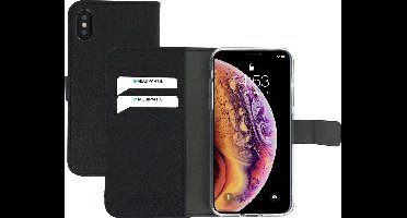 Mobiparts hoesje geschikt voor Apple iPhone X/10 Apple iPhone Xs - Saffiano Wallet/Portemonnee hoesje - Magneet Sluiting - 3 Opbergvakken - Zwart