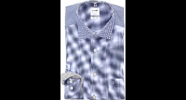OLYMP Luxor comfort fit overhemd - donkerblauw met wit geruit (contrast) - Strijkvrij - Boordmaat: 49