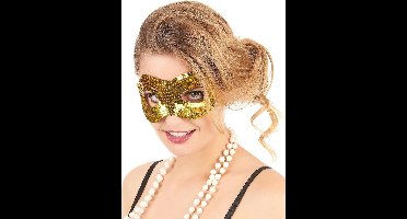 Vegaoo - Masker met goudkleurige lovertjes voor volwassenen