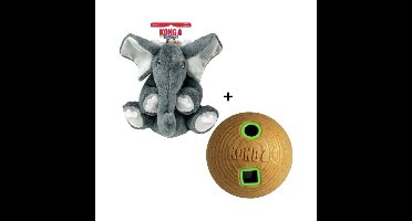 Combideal Kong - Comfort Kiddos Jumbo Olifant XL – Hondenknuffel - Hondenspeelgoed – Olifant - 20 x 30,6 x 44,4 CM - Kong Bamboo Voerbal