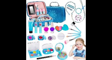 ApexArte® Make up Koffer Meisjes - Kinder Speelkoffer met Inhoud - Make Up Set voor Kinderen - Blauw