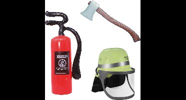 Brandweerman verkleed set - volwassenen - helm - brandblusser - bijl - Carnaval