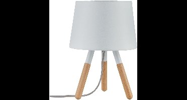 Neordic LED-tafellamp Berit E27 max. 20W Wit, Hout Textiel, Hout, Metaal