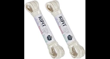 Kipit Waslijn - 2x - 10 meter - PVC - wit - drooglijn / waslijndraad