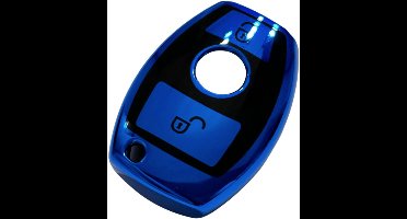 Sleutelcover voor Mercedes Benz, Sleutelhoesje, Key Case for Mercedes Benz, Autosleutel Hoesje Geschikt Voor Mercedes Benz ( 2009 - 2017 ) A, B, C, E, S Class, GLA, GLK, Vito, GLC, W211, W212, W203, W204, Blauw - Zwart