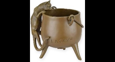 Nieuwsgierige kat - Bronzen beeld - pot - 12,7 cm hoog