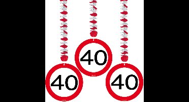 40 jaar verjaardag versiering rotorspiralen plafond - verkeersborden - 12x stuks - feestartikelen - papier
