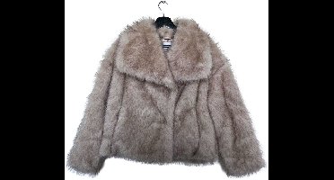 Faux Fur - Winterjas dames - Tijdloos Elegant - winterjas dames - Luxe winterjas dames - Kleur Beige/Grijs - Maat S