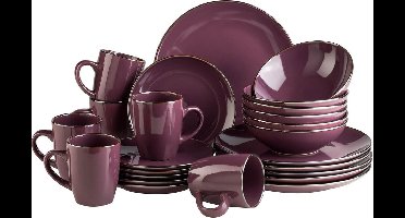 ApexArte® Serviesset 6 Persoons - Serviessets - Bordenset - Chique Bordenset - Porselein - Lila