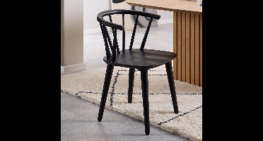 2x Sohome Eetkamerstoel Steffen Rubberhout - Zwart