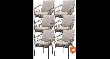 Set van 6 - Julia dining tuinstoel - Antraciet