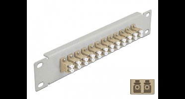 Delock 10″ Fiber Optic Patch Panel 12 Port LC Duplex beige 1U grey