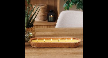 Atmosphera Paola Citronella Geurkaars in houten pot - 900g - Brandtijd 16u