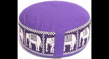 Meditatiekussen rond patroon olifant paars – Yogi & Yogini