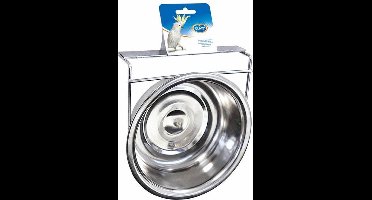 Duvoplus - Voerbak - Vogel - Vogel Eetkom Inox + 2 Vijzen Xxl - 1810ml - Ø21cm - 1st