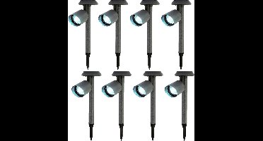 Lumineo Solar prikspot/tuinspot - 8x - metaal - zwart - H26 cm