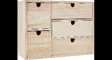 Artemio Houten Opbergdoos met Lade-Beige, 35 x 15 x 26 cm, Hout, Bruin