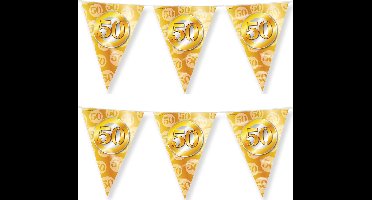 Paperdream Jubileum vlaggetjes - 2x - 50 jaar getrouwd - feestversiering - 10 mtr - folie - dubbelzijdig