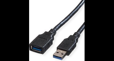 ROLINE USB 3.2 Gen 1 Kabel, type A-A, M/F, zwart, 0,8 m