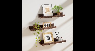 Boraboi ® Industrieel Ontworpen Zwevend Wandrek van MDF-Hout voor Diverse Ruimtes, Set van 3, Vintage Bruin