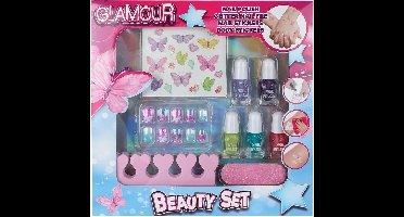 Beauty nagellakset nagelstickers glamour speelset voor kinderen.