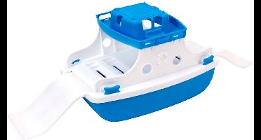 Veerboot speelgoed boot blauw wit kunststof voor kinderen.