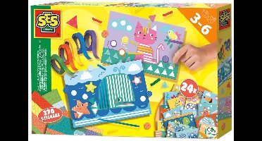 SES Creative – Ik Leer Plakken en Vormen Herkennen – Met 24 Knutselkaarten, 5 Rollen Gekleurde Tape en Stickers – Educatief Speelgoed vanaf 3 jaa