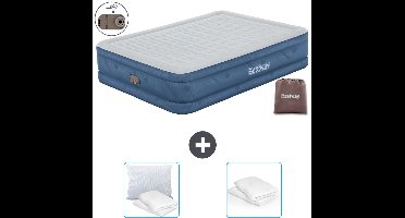 Bestway luchtbed - 2-Persoons - 152 x 203 x 46 cm - Grijs - Inclusief pomp - Kussen en Kussenbeschermer