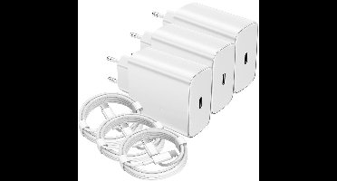 USB C Snellader 45W + USB-C Kabel 2M - 3 Pack - Oplader - Fast Charger USB-C-Adapter - Wit