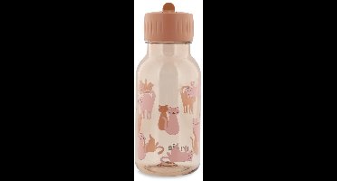 Trixie Drinkfles met print – Charming Cat - Tritan™ Waterfles voor kinderen – 350ml - Lekvrije Fles - Roze