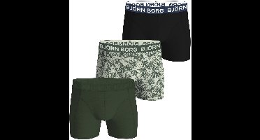 Björn Borg heren cotton stretch 3P boxers basic print groen & zwart III