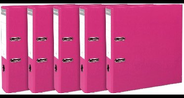 Exacompta 2x Pak van 5 ordners met hefboom - rug 80mm - Prem'Touch mechaniek - formaat A4 - buitenzijde in polypropyleen / binnenzijde in polypropyleen - Framboos - 53359SE