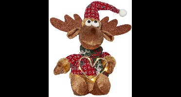 Star Trading LED knuffel 'Joylight', decoratief figuur met LED hart, eland, warm wit, H 21 cm