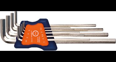 9 dlg.Inbussleutelset lang metrisch 1,5 - 10,0 mm (nikkel) - 8804003
