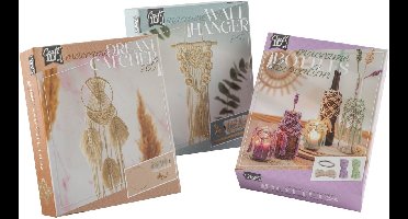 Macramé Home Deco 3in1 DIY Set - Macramé Wandkleed - Macramé Flessendecoratie - Macramé Dromenvanger - Voor beginners en gevorderden