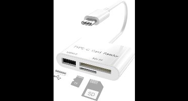 New Age Devi - 3-in-1 SD-TF-kaartlezer - OTG-adapter - Gegevensoverdracht - USB-C - Smartphone - Android - Tablet - Laptop - USB 31 - Plug Play - Fotos en videos overzetten - Universele compatibiliteit - Micro SD SDHC en SDXC - USB 20