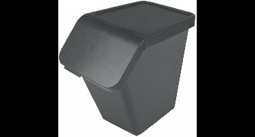 Sunware Sigma Home sorteer bak met deksel - afvalbak - antraciet - stapelbaar - 40L - 49 x 27 x 45 cm