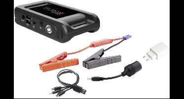 Technaxx TX-218 - Multifunctionele Jumpstarter en Powerbank - 12000mAh batterij - 2x USB-A uitgang - LED lamp - Zwart