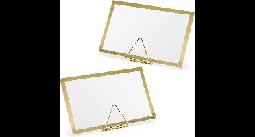 Naamkaartjes/plaatskaarten met houders - Driehoek - Bruiloft - 50x sets - goud