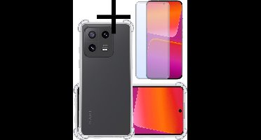 Hoesje - Met Screenprotector - Geschikt voor Xiaomi 13 - Sterk & Shockproof - Siliconen Case - Back Cover - Telefoon Hoes - Shock Proof - Transparant
