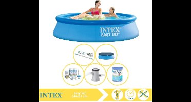 Intex Easy Set Zwembad - Opblaaszwembad - 244x61 cm - Inclusief Afdekzeil, Onderhoudspakket, Zwembadpomp, Filter en Stofzuiger
