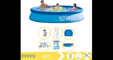 Intex Easy Set Zwembad - Opblaaszwembad - 366x76 cm - Inclusief Afdekzeil, Onderhoudspakket, Filter, Trap en Voetenbad