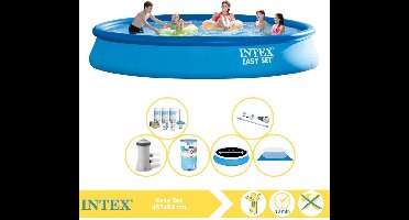 Intex Easy Set Zwembad - Opblaaszwembad - 457x84 cm - Inclusief Solarzeil Pro, Onderhoudspakket, Filter, Grondzeil en Stofzuiger