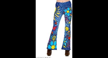 Widmann - Hippie Kostuum - 70s Legging Hippie Peace Love And Happiness Vrouw - Blauw - Small / Medium - Carnavalskleding - Verkleedkleding