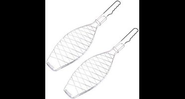 BBQ Collection/barbecue rooster - 2x - klem grill - metaal - 58 x 13 x 1 cm - Speciaal voor vis