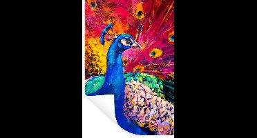 Muurstickers - Sticker Folie - Schilderij - Vogel - Pauw - Olieverf - 20x30 cm - Plakfolie - Muurstickers Kinderkamer - Zelfklevend Behang - Zelfklevend behangpapier - Stickerfolie